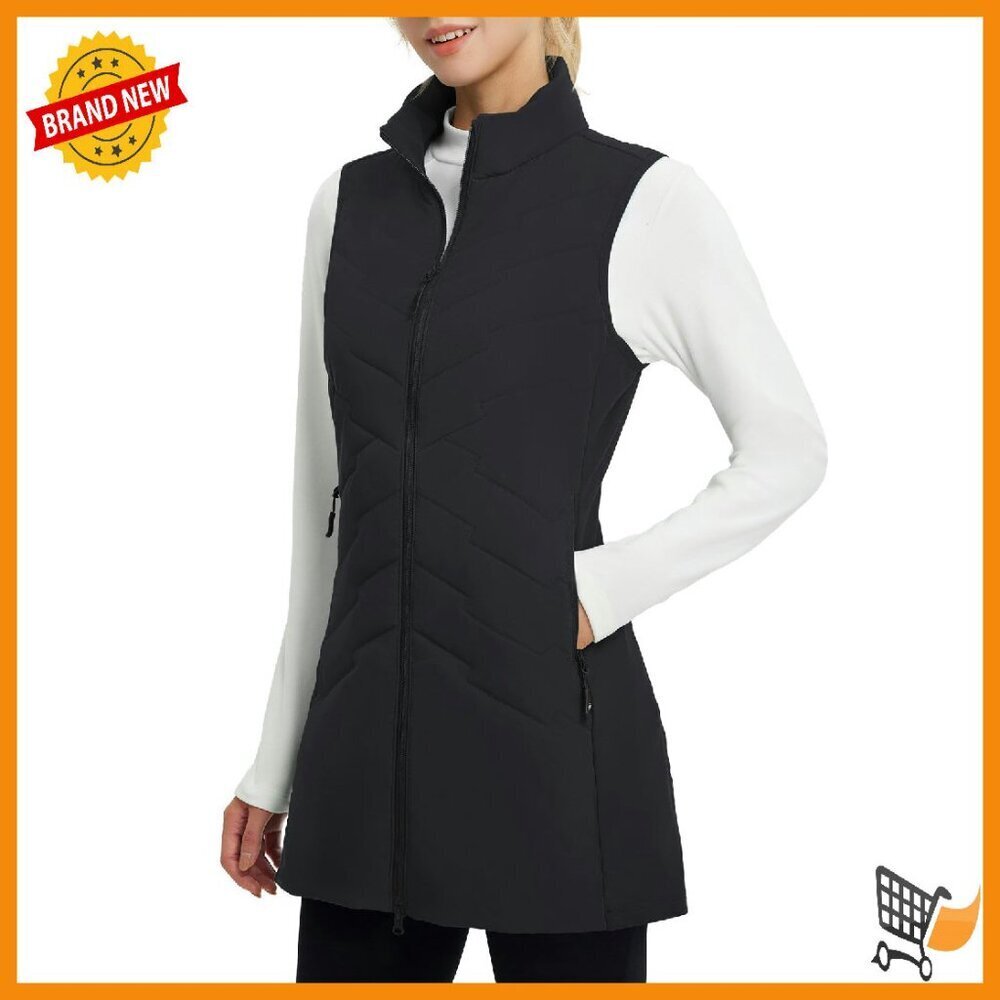 Women's Long Puffer Vest Sleeveless Jacket Fleece Hybrid Lightweight